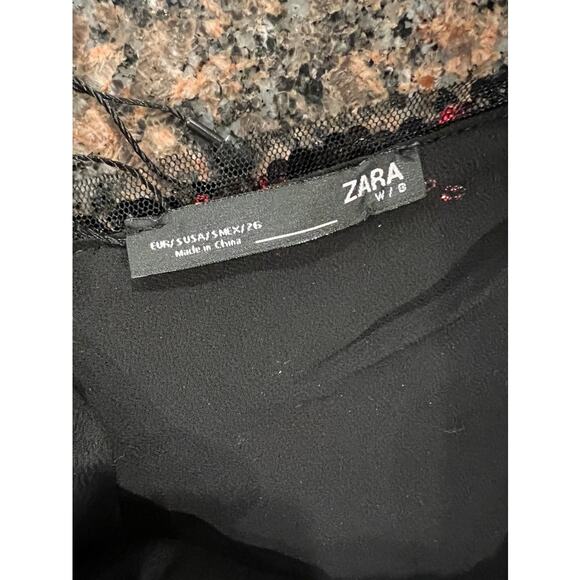 New! Zara holiday new year's sequin red leopard print mini dress size M - Picture 5 of 6